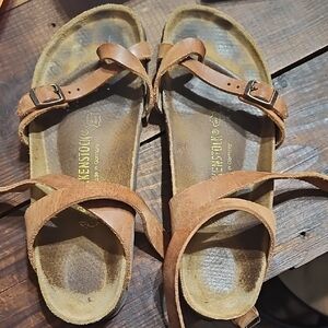 Birkenstock Tan Leather Strappy Sandals